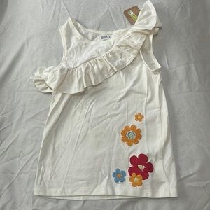 NWT  Crazy 8 short sleeves top with embroidered yellow, blue and red flowers